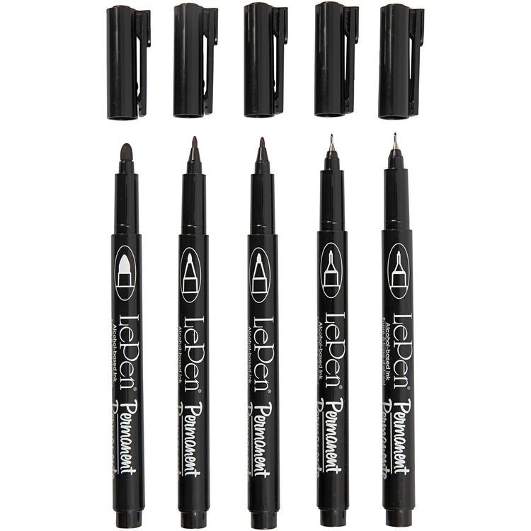 Permanente Marker, Liniendicke 2x0,6+2x0,8+1,3 mm, schwarz, 5 Stück 1 Box