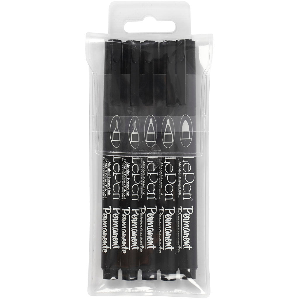 Permanente Marker, Liniendicke 2x0,6+2x0,8+1,3 mm, schwarz, 5 Stück 1 Box