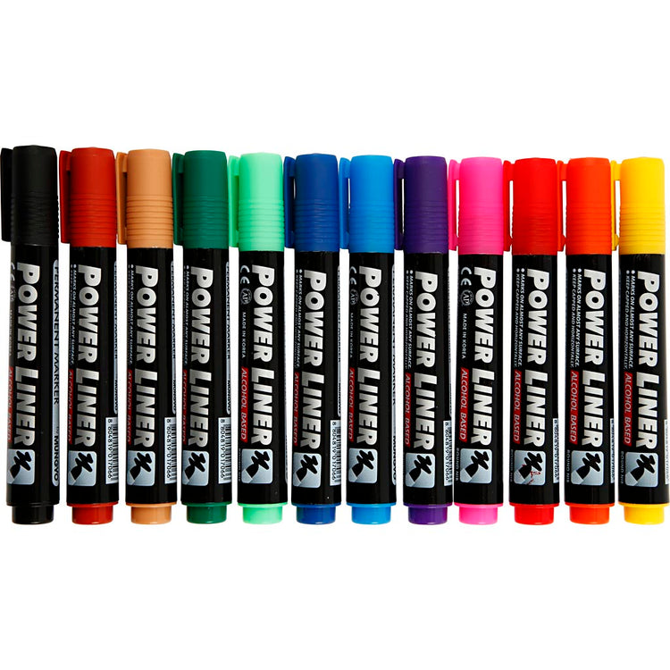 Mungyo Power Liner, Strichstärke 1,5-3 mm, verschiedene Farben, 12 Stück 1 Box