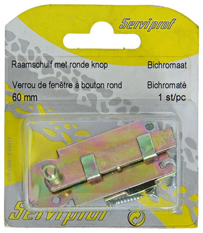 Mack 1014263 – Fensterschieber mit rundem Knopf, bichromatiert A 60 – B 10 mm | 5 Stück