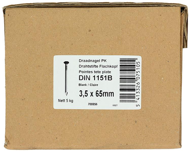 1015648 - Karton 5 kg. Nägel Flachkopf 3,5x65 mm | 2 Stk