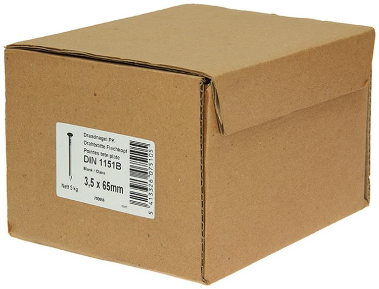 1015648 - Karton 5 kg. Nägel Flachkopf 3,5x65 mm | 2 Stk
