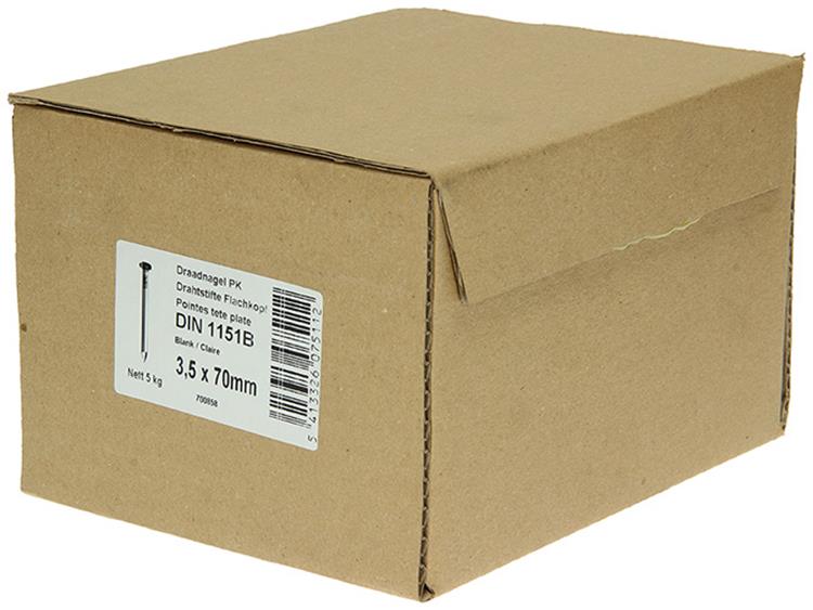 1015649 - Karton 5 kg. Nägel Flachkopf 3,5x70 mm | 2 Stk