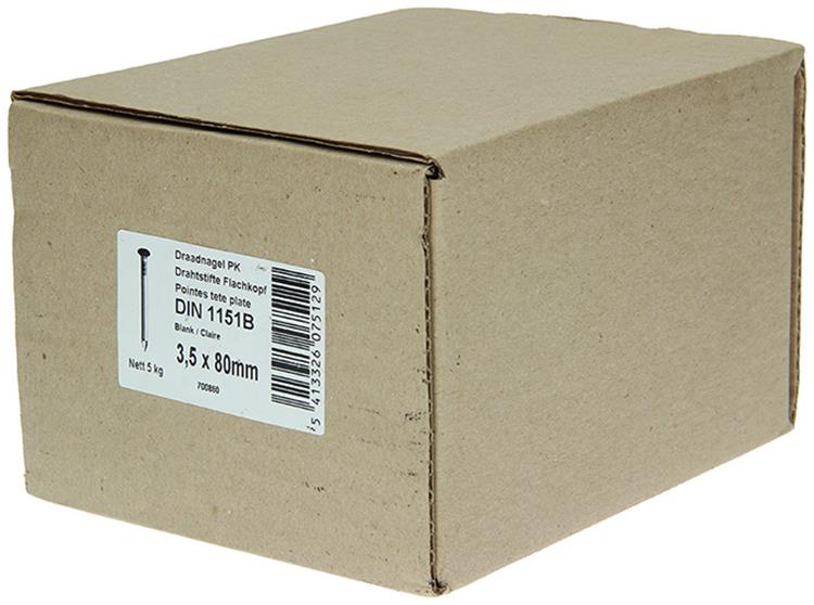 1015650 - Karton 5 kg. Nägel Flachkopf 3,5x80 mm | 2 Stk
