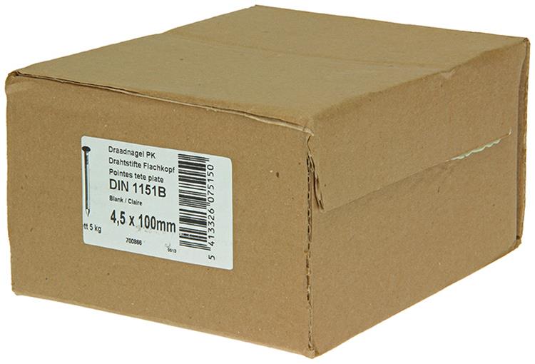 1015653 - Karton 5 kg. Nägel Flachkopf 4,5x100 mm | 2 Stk
