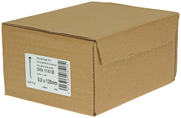 1015655 - Karton 5 kg. Nägel Flachkopf 5,0x125 mm | 2 Stk