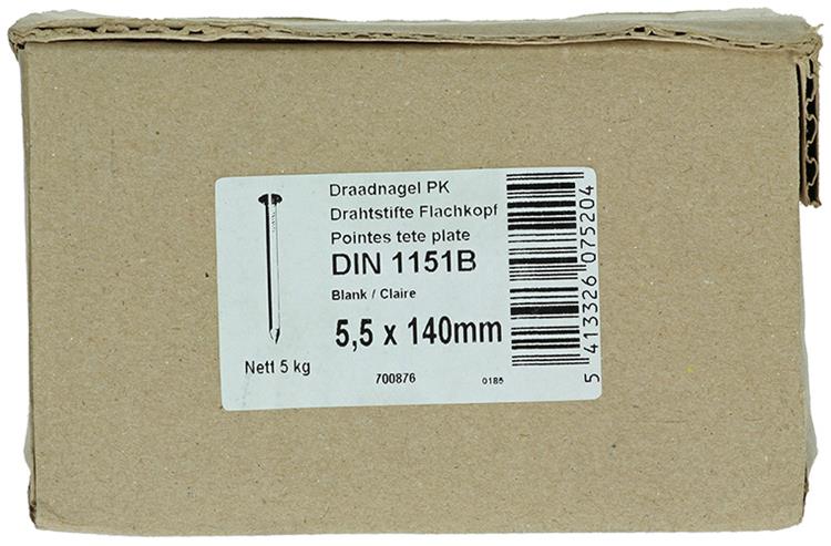 1015658 - Karton 5 kg Nägel Flachkopf 5,5x140 mm | 2 Stk