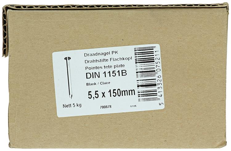 1015659 - Karton 5 kg. Nägel Flachkopf 5,5x150 mm | 2 Stk