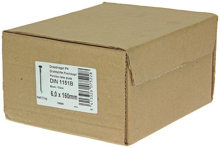 1015660 - Karton 5 kg. Nägel Flachkopf 6,0x160 mm | 2 Stk