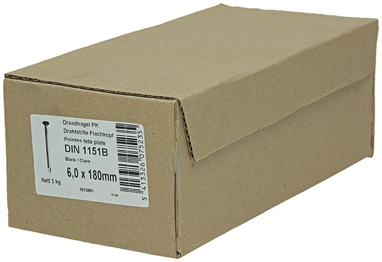 1015661 - Karton 5 kg. Nägel Flachkopf 6,0x180 mm | 2 Stk