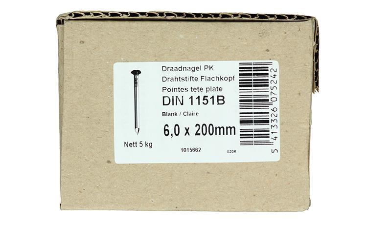1015662 - Karton 5 kg. Nägel Flachkopf 6,5x200 mm | 2 Stk