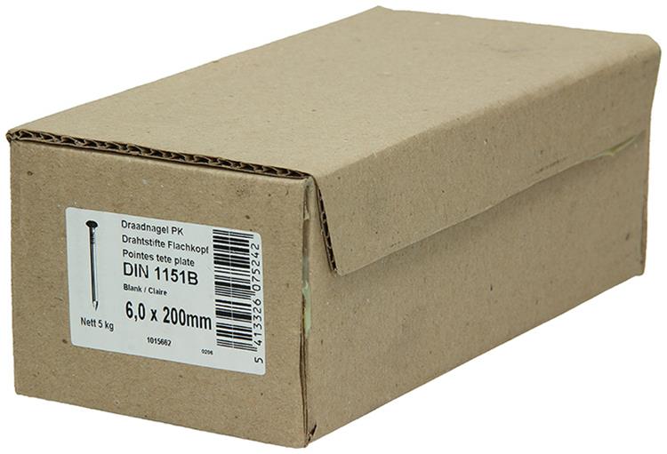 1015662 - Karton 5 kg. Nägel Flachkopf 6,5x200 mm | 2 Stk