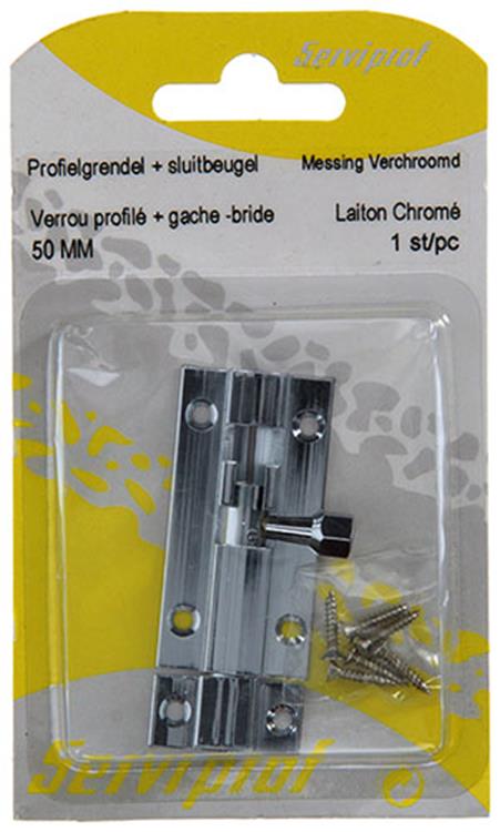 Mack 1013684 – 1 Schieberiegel Messing verchromt A 50 – B 16 mm | 5 Stück