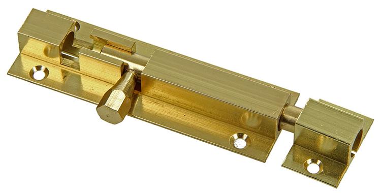 Mack 1013682 – 1 Schieberiegel Messing poliert A 75 – B 16 mm | 5 Stück