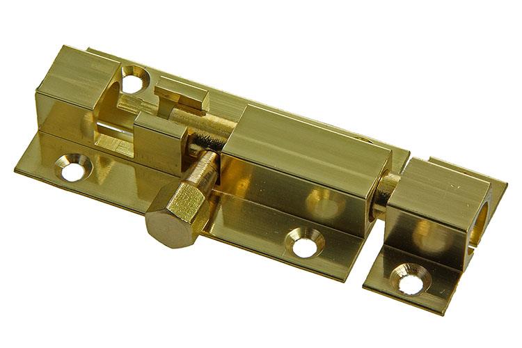 Mack 1013681 – 1 Schieberiegel Messing poliert A 50 – B 16 mm | 5 Stück
