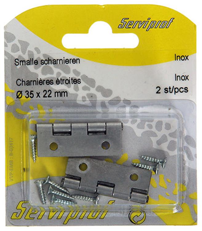 Mack 1013708 - 2 schmale Scharniere aus Edelstahl H 35 x B 22 mm | 5 Stück