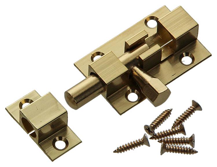 Mack 1013714 – 1 Schieberiegel Messing poliert A 40 – B 13 mm | 5 Stück