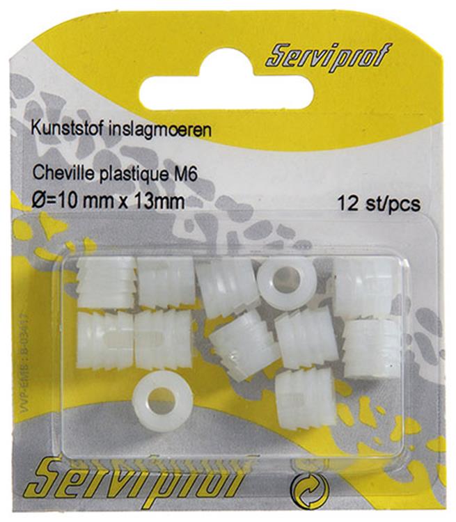 Mack 1014488 - 12 Kunststoff-Schlagmuttern M6 ø 11 mm x 11 mm | 10 Stück