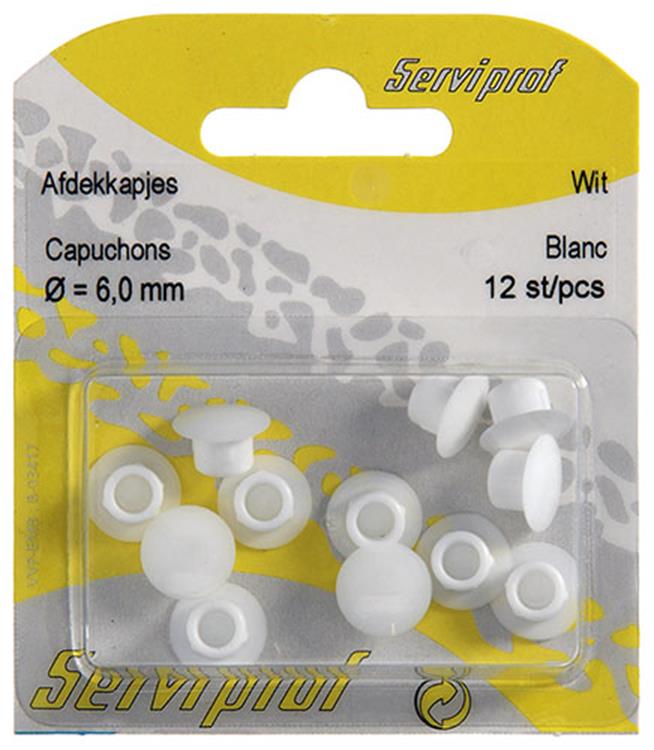 Mack 1014489 - 12 weiße Abdeckkappen ø 6 mm | 5 Stück