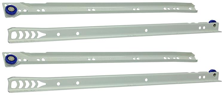 1013689 – Paar rollende Schubladenführungen weiß 25 kg 40 cm | 5 Stück