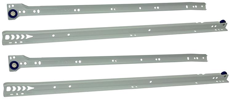 1013692 – Paar rollende Schubladenführungen weiß 25 kg 55 cm | 5 Stück