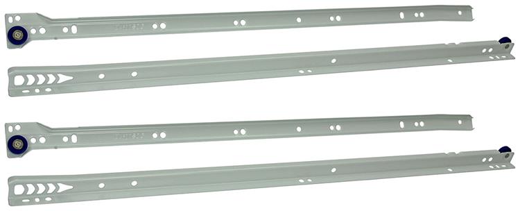 1013693 – Paar rollende Schubladenführungen weiß 25 kg 60 cm | 5 Stück