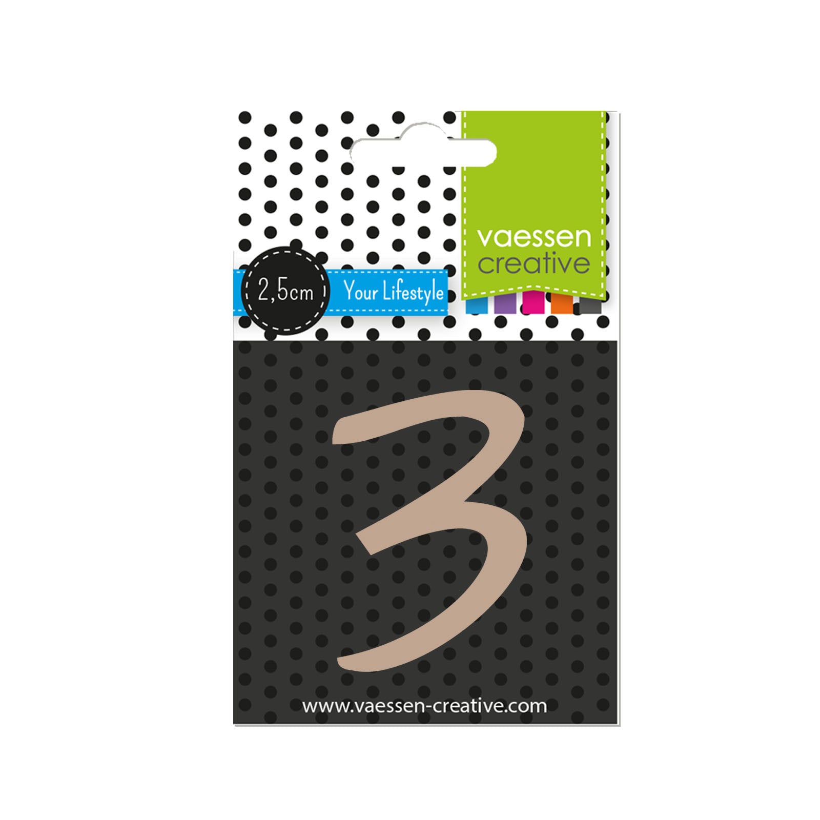 Vaessen creative • Holznummer 3 2,5 cm x 3 mm