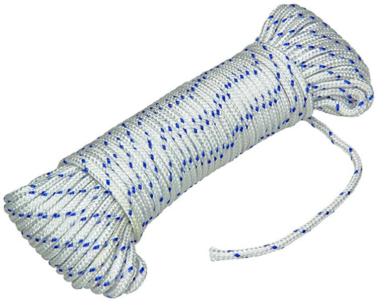 Mack 1014995 - PP-geflochtener weiß-blauer Strang 4 mm 20 m | 5 Stück