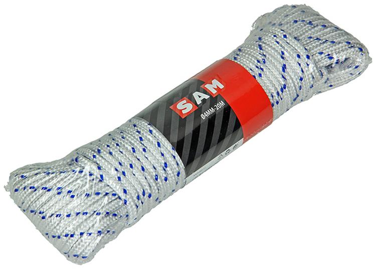 Mack 1014995 - PP-geflochtener weiß-blauer Strang 4 mm 20 m | 5 Stück