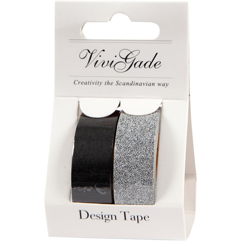 Vivi Gade Abdeckband, B: 15 mm, schwarz, 2 Rollen 1 Box