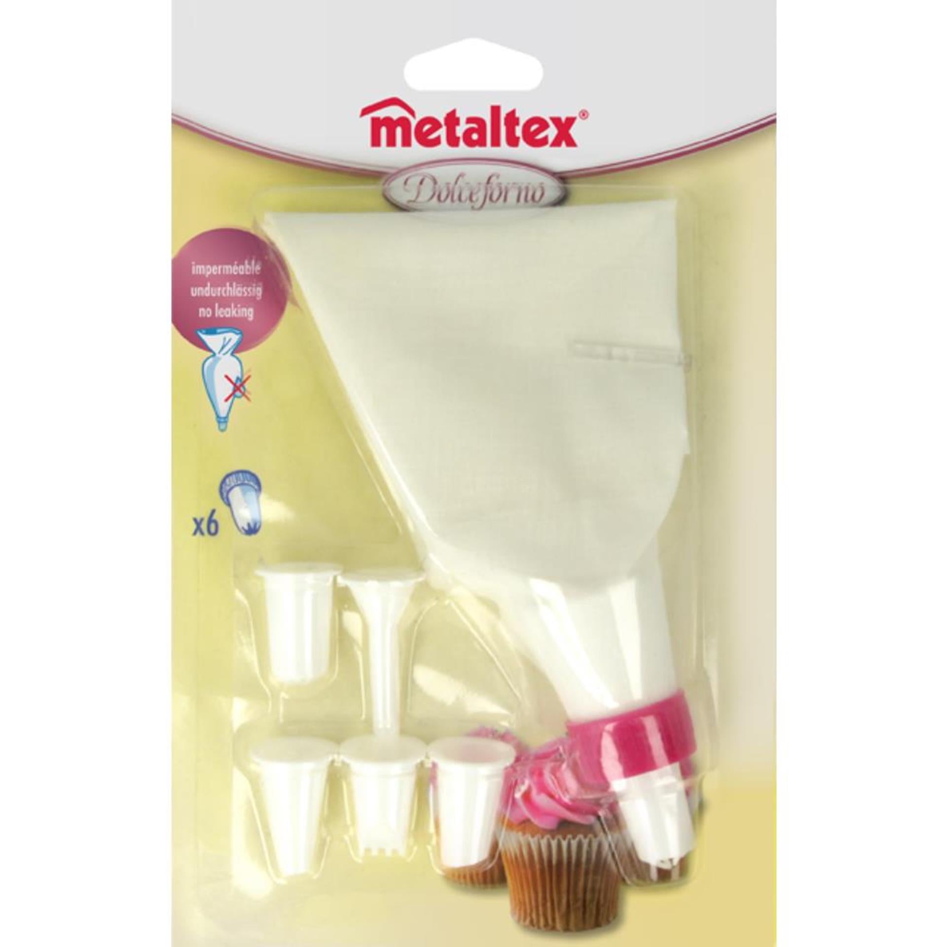 Metaltex-Spritzbeutel 23 cm + 6 Spritztüllen