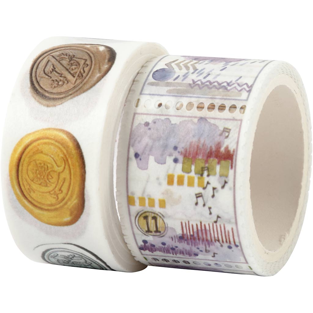 Creativ Company Abdeckband, Stempel und Landschaften, L: 3+5 m, B: 20+25 mm, 2 Rollen 1 Karton