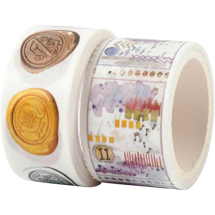 Creativ Company Abdeckband, Stempel und Landschaften, L: 3+5 m, B: 20+25 mm, 2 Rollen 1 Karton