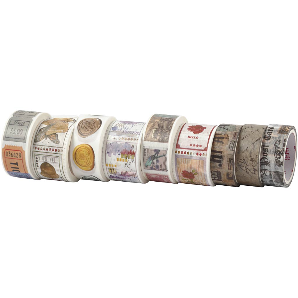Creativ Company Abdeckband, L: 3+5 m, B: 15+25 mm, 9 Rollen 1 Karton