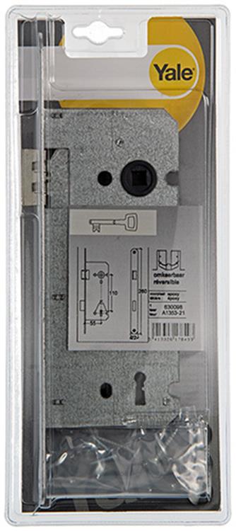 Yale 1019023 – 1 Doppel-Einsteckschloss reb.hk.l r a1353 55 mm | 1 Stk