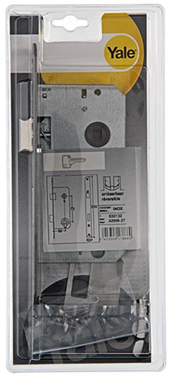Yale 1019040 – 1 Doppel-Einsteckschloss L R Edelstahl A2656 50 mm | 1 Stk