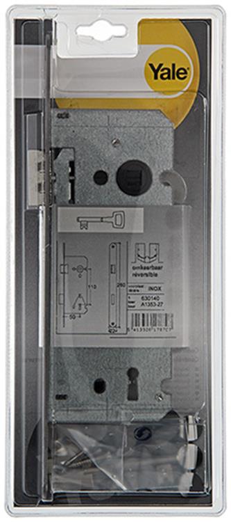 Yale 1019044 – 1 Doppel-Einsteckschloss L R Edelstahl A1353-27 50 mm | 1 Stk
