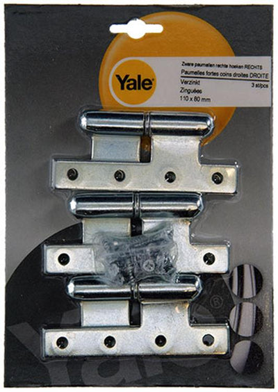 Yale 1019150 - 3 schwere Scharnierscharniere, rechte Ecke, rechts 110x80mm | 2 Stk
