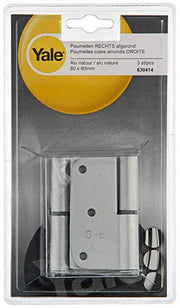 Yale 1019155 – 3 Scharniere, Aluminium, naturbelassen. Ecke rechts 80x80mm | 2 Stk - afbeelding 3