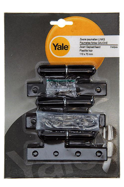 Yale 1019156 - 3 schwere Scharniere schwarz verputzt, links 110x70mm | 2 Stk