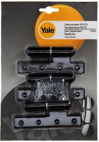 Yale 1019157 - 3 schwere Scharniere schwarz verputzt rechts 110x70mm | 2 Stk