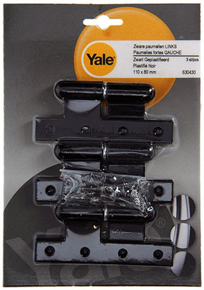 Yale 1019163 - 3 schwere Scharniere schwarz verputzt, links 110x80mm | 2 Stk