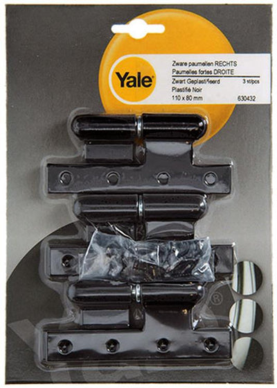 Yale 1019164 - 3 schwere Scharniere schwarz verputzt rechts 110x80mm | 2 Stk