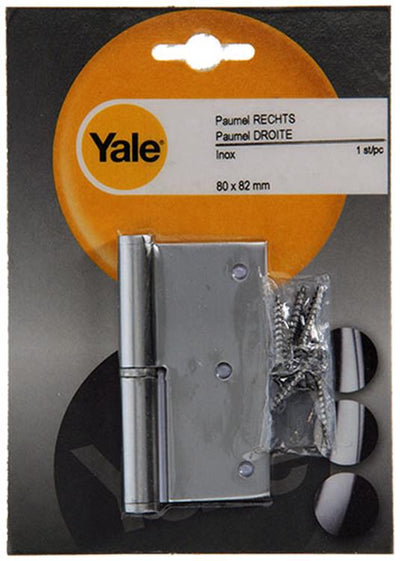 Yale 1019167 – 1 Edelstahlscharnier rechts mit rechtem Winkel 80 x 82 | 2 Stk