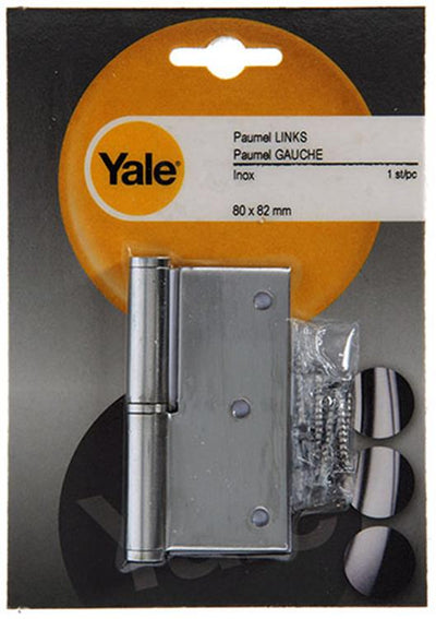 Yale 1019168 – 1 Edelstahlscharnier links mit rechtem Winkel 80 x 82 | 2 Stk