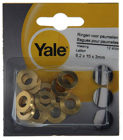 Yale 1019169 - 12 Ringe für Scharniere Messing 8,2x15x3mm | 2 Stk