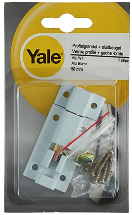Yale 1019184 – Profilriegel mit Verriegelungsbügel, weiß 50 mm | 5 Stück