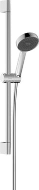 Hansgrohe activatera s – Duschset – Ecosmart Wassersparen – Auswahl per Knopfdruck – 95 mm – mit Schiebestange – 65 cm – 2 Sprühfunktionen – Chrom