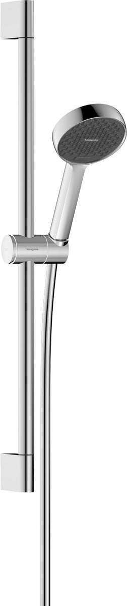Hansgrohe activatera s – Duschset – Ecosmart+ wassersparend – Auswahl per Knopfdruck – Größe 95 mm – mit Schiebestange 65 cm – 2 Strahlfunktionen – Chrom