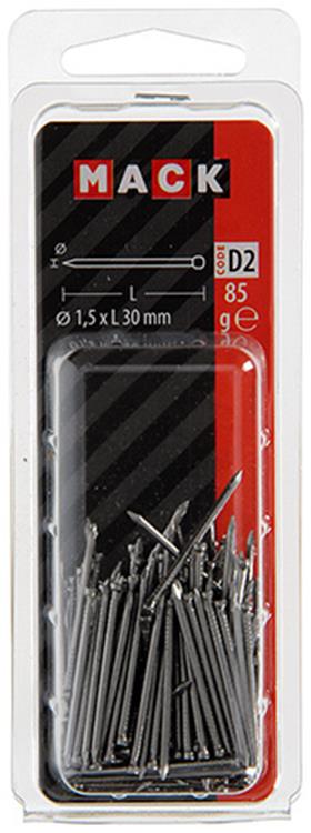 Mack 1017131 – feiner Nagel mit rundem Kopf, 85 g, 1,5 x 30 mm | 5 Stück